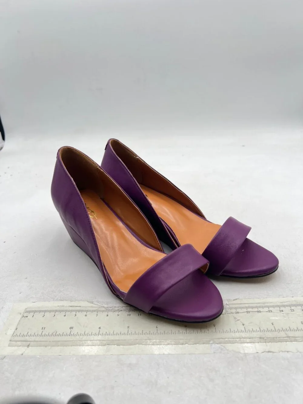 XYD Purple Open Toe Slip On Wedges Low Heel Sandal Single Strap Walking Shoes